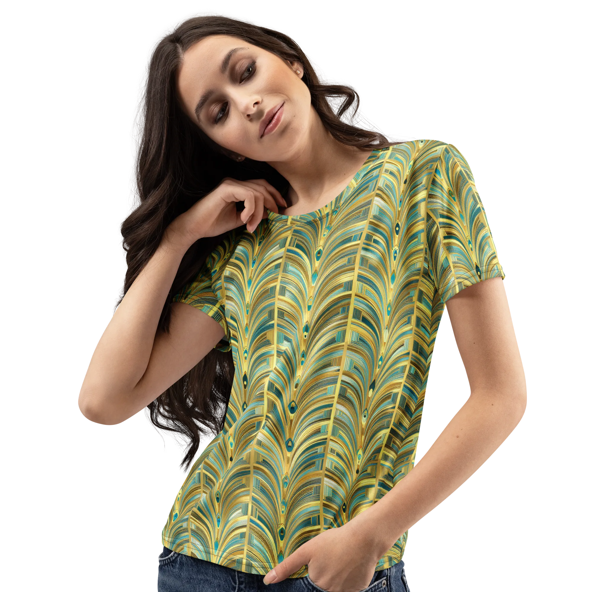 Gilded Plume on Women's Crew Neck T-Shirt — Left Front