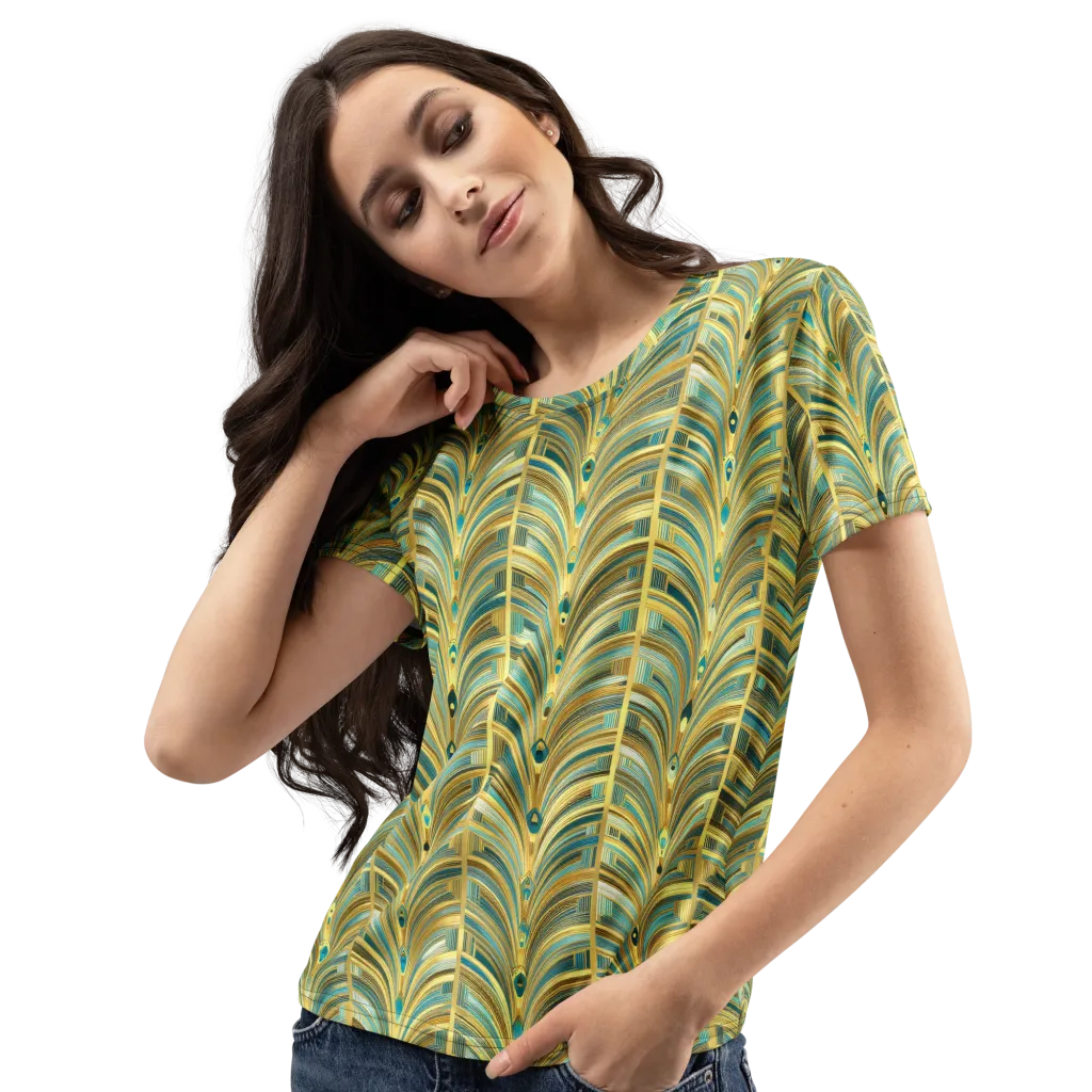 Gilded Plume on Women's Crew Neck T-Shirt — Left Front