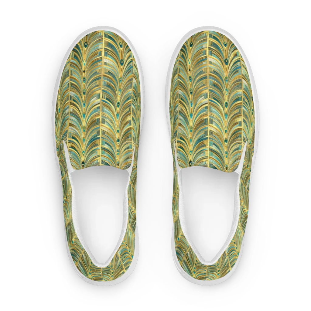Gilded Plume on Men's Slip-On Canvas Shoes — Front