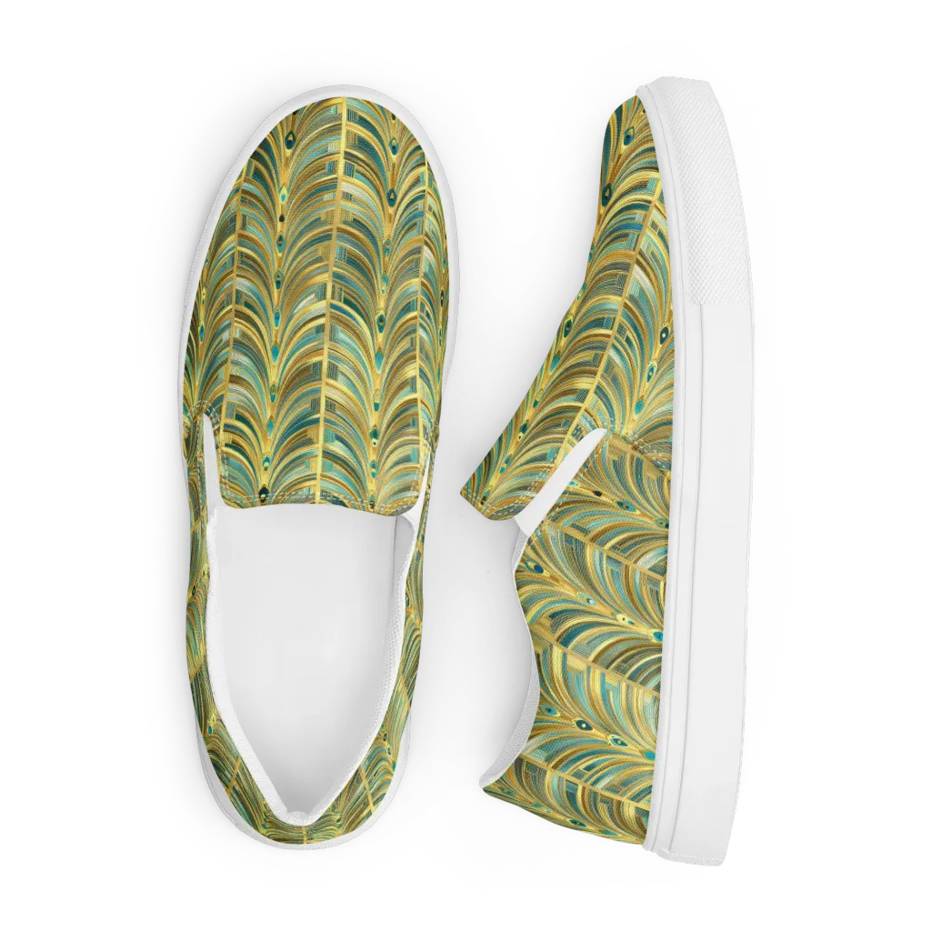 Gilded Plume on Men's Slip-On Canvas Shoes — Front