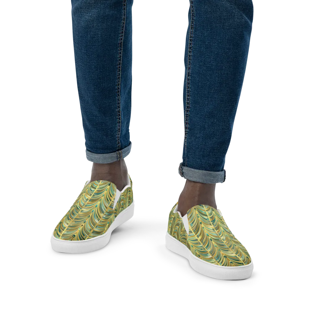 Gilded Plume on Men's Slip-On Canvas Shoes — Front