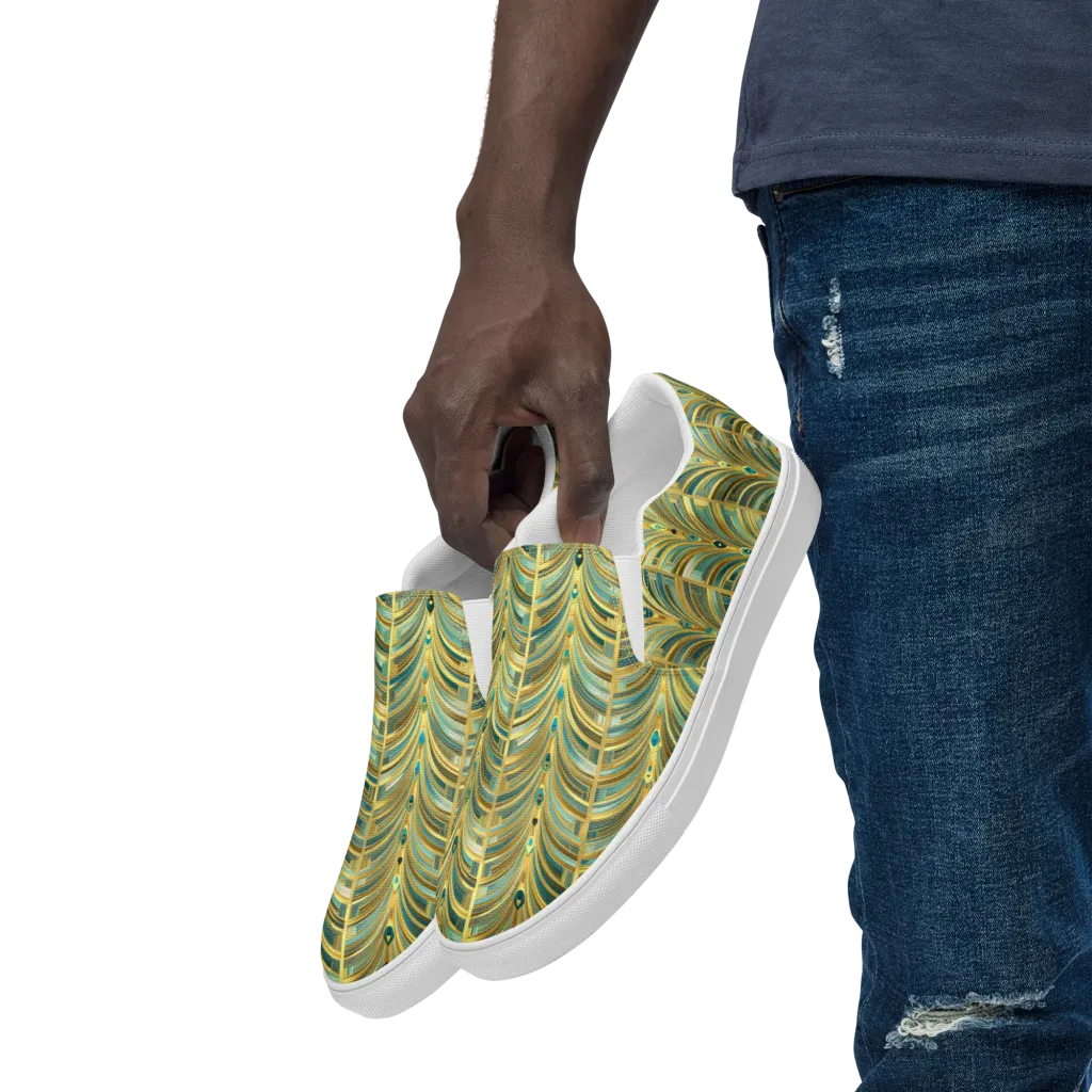 Gilded Plume on Men's Slip-On Canvas Shoes — Left Front