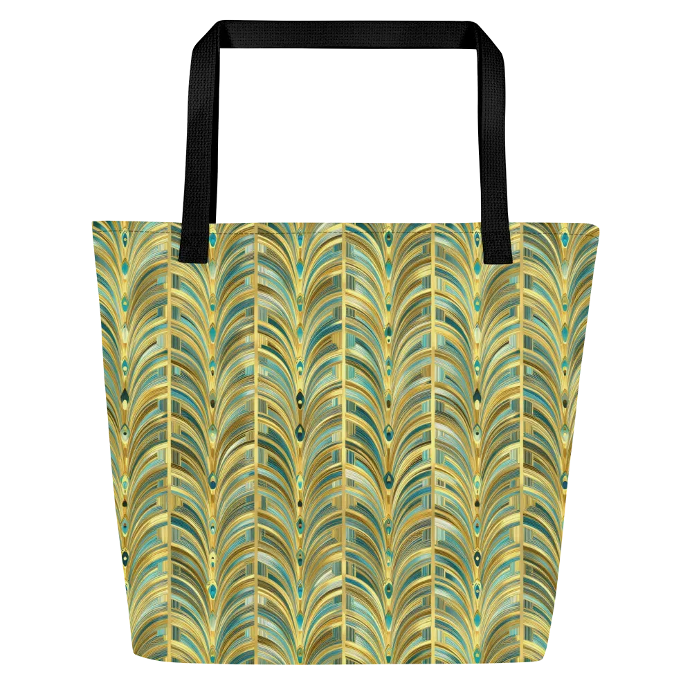 Gilded Plume on Large Tote Bag W/ Pocket — Front