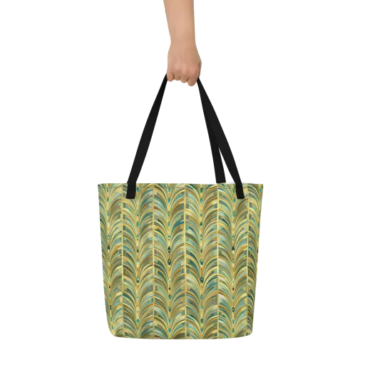 Gilded Plume on a Large Tote Bag W/ Pocket