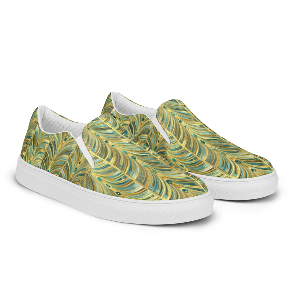 Gilded Plume on Women's Slip-On Canvas Shoes — Right Front