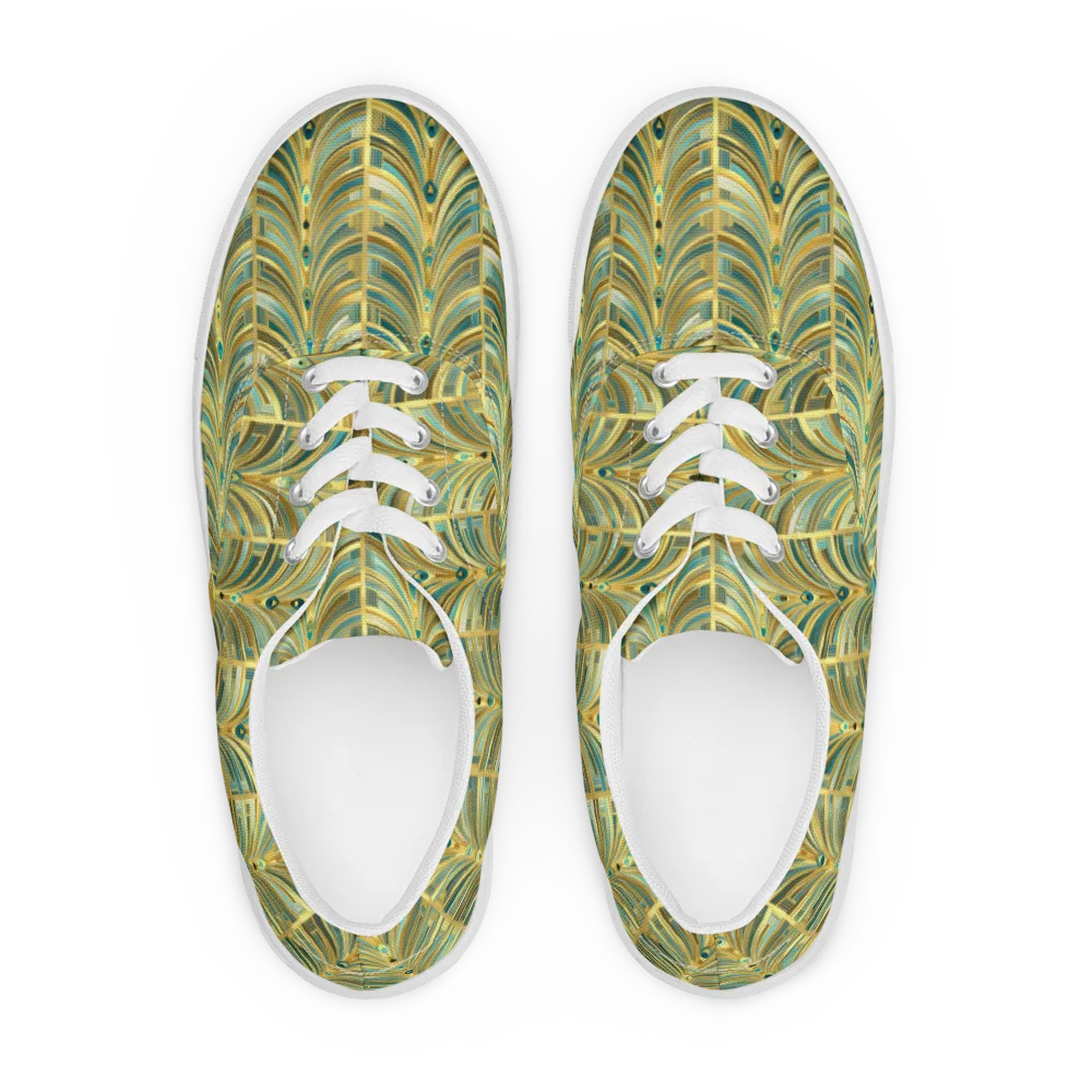 Gilded Plume on Men's Lace-Up Canvas Shoes — Front