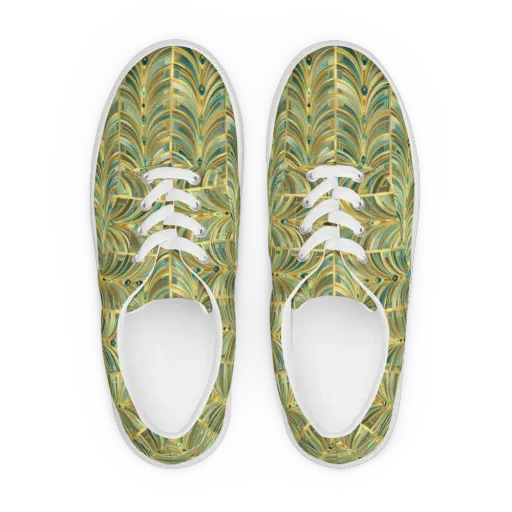 Gilded Plume on a Men's Lace-Up Canvas Shoes