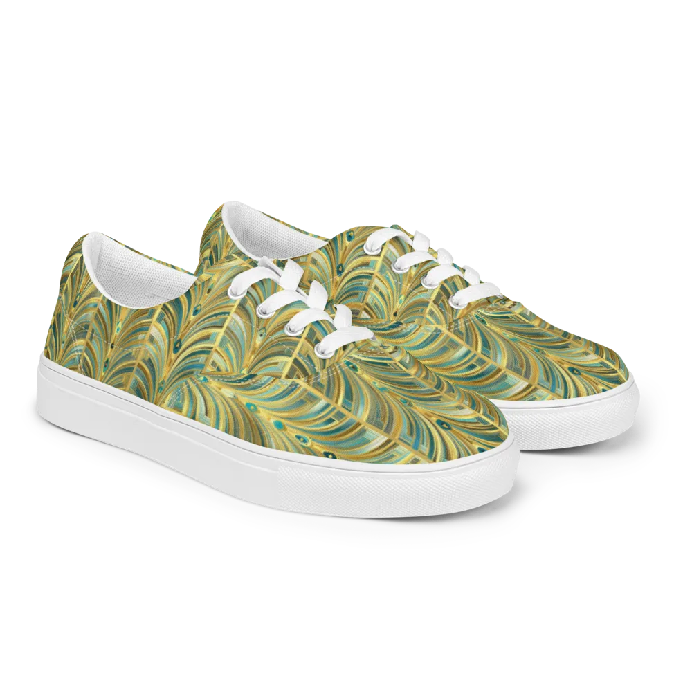 Gilded Plume on Men's Lace-Up Canvas Shoes — Right Front