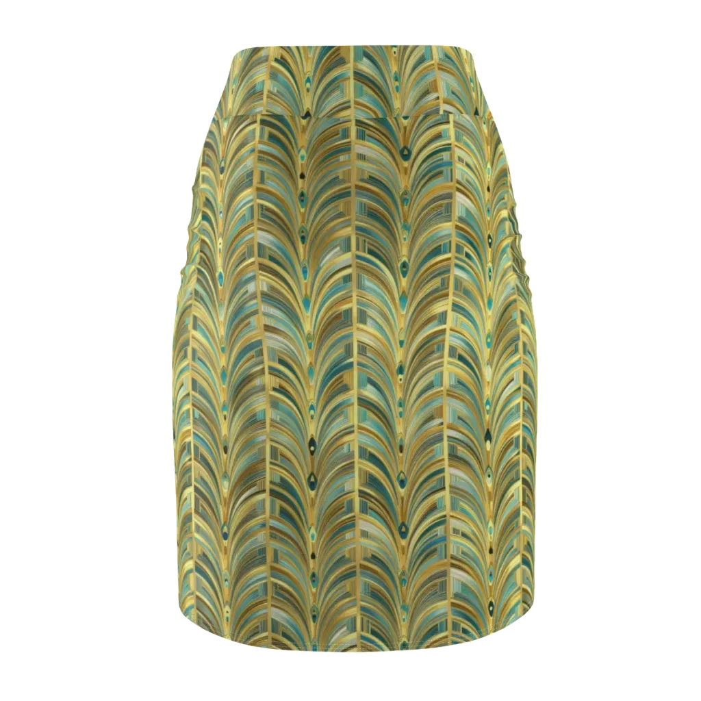 Gilded Plume on Pencil Skirt — Back