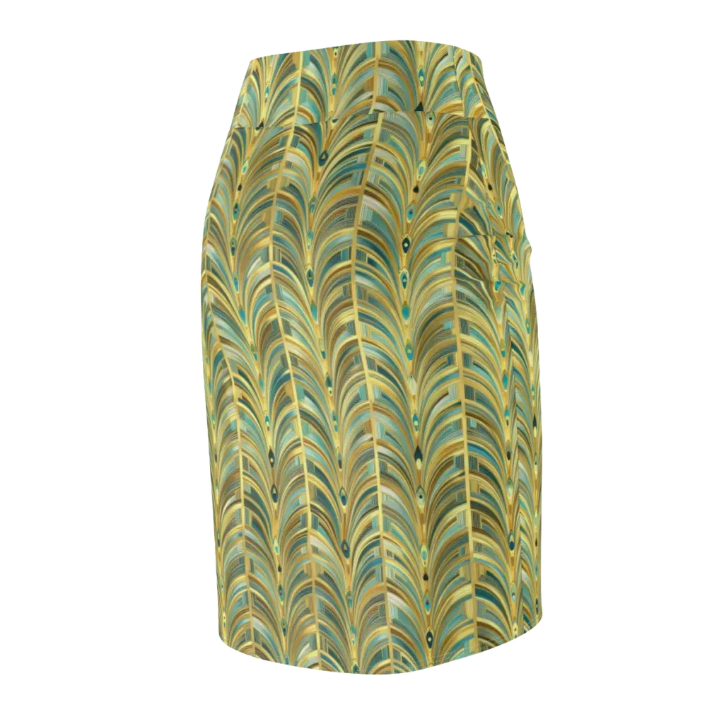 Gilded Plume on Pencil Skirt — Back Side