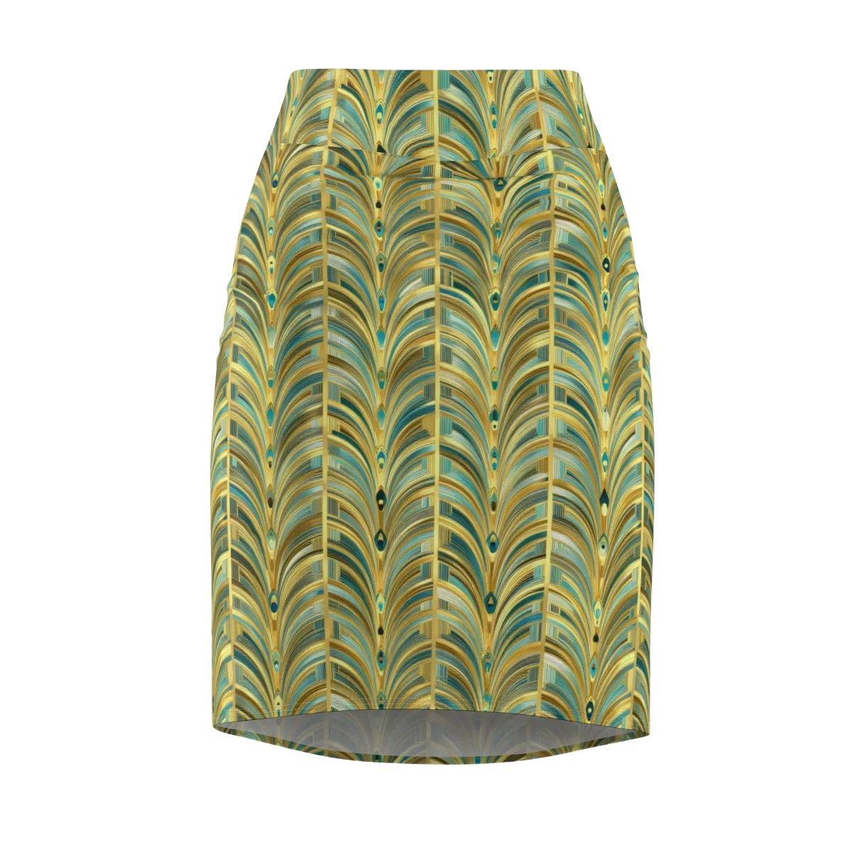 Gilded Plume on Pencil Skirt — Front