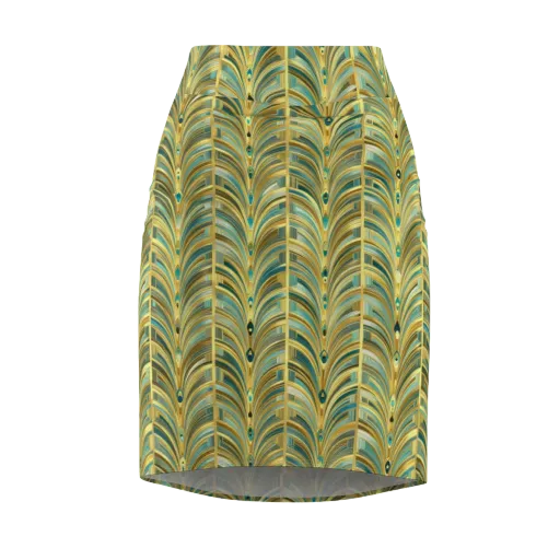 Gilded Plume on a Pencil Skirt