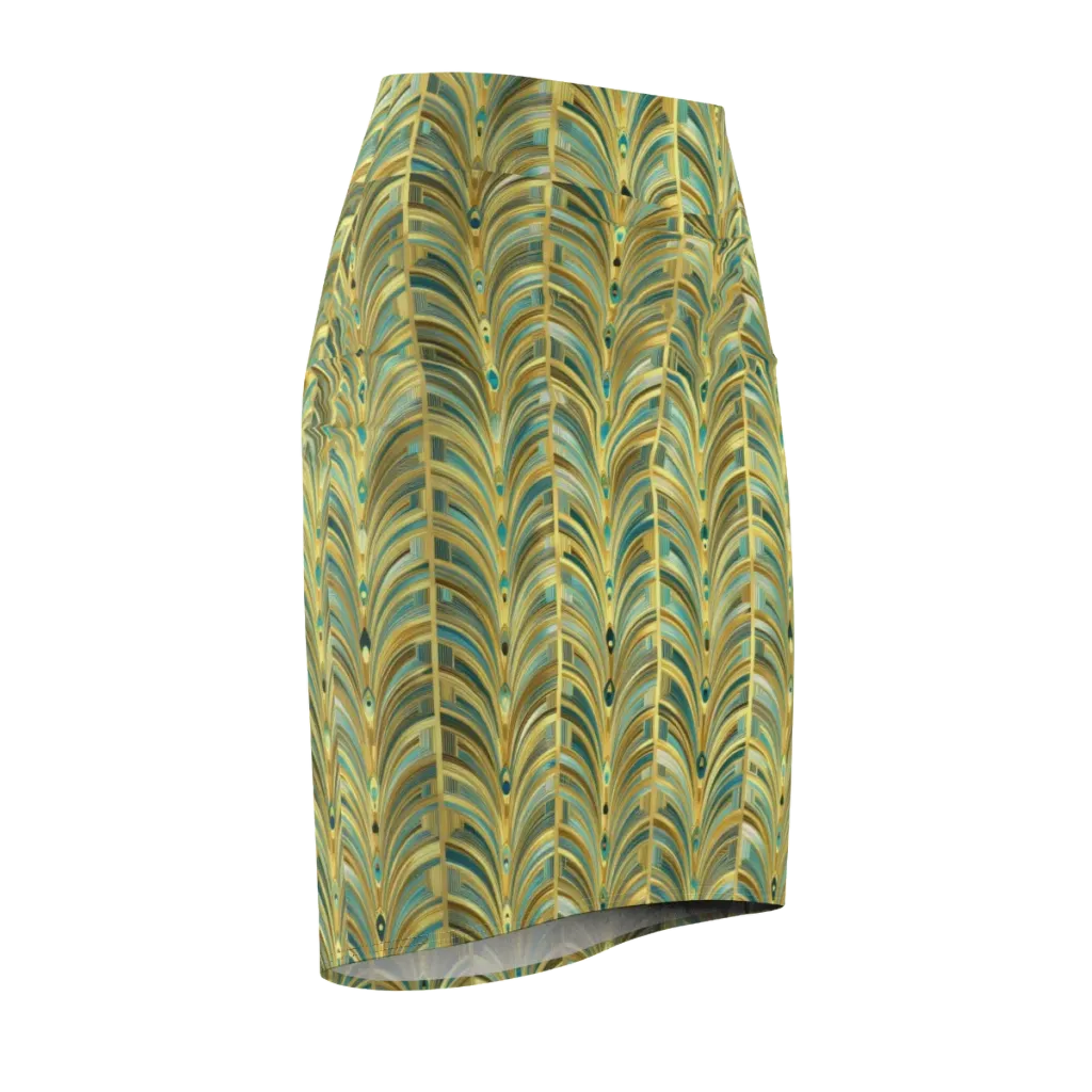Gilded Plume on Pencil Skirt — Front Side