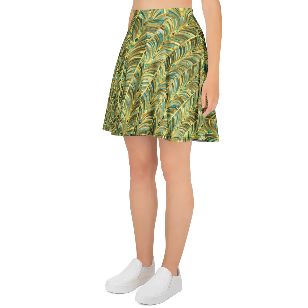 Gilded Plume on Skater Skirt — Left