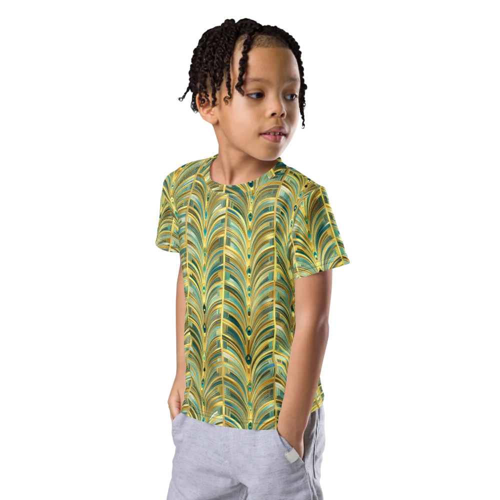 Gilded Plume on Kids Crew Neck T-Shirt — Left Front