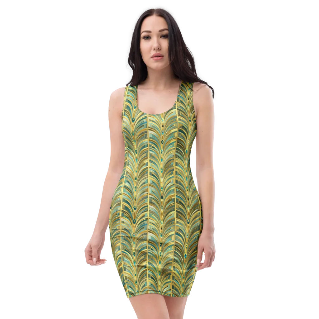 Gilded Plume on Bodycon Dress — Front