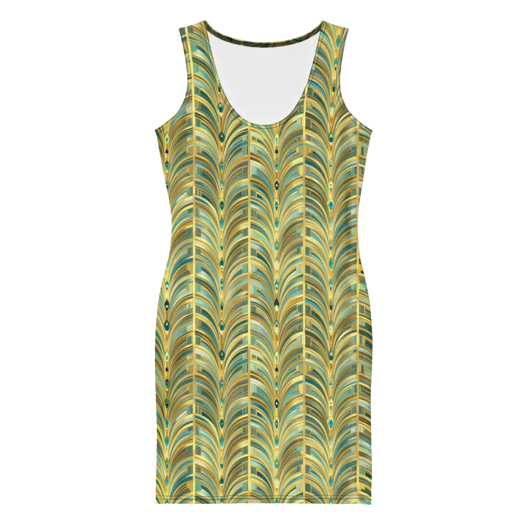 Gilded Plume on Bodycon Dress — Front