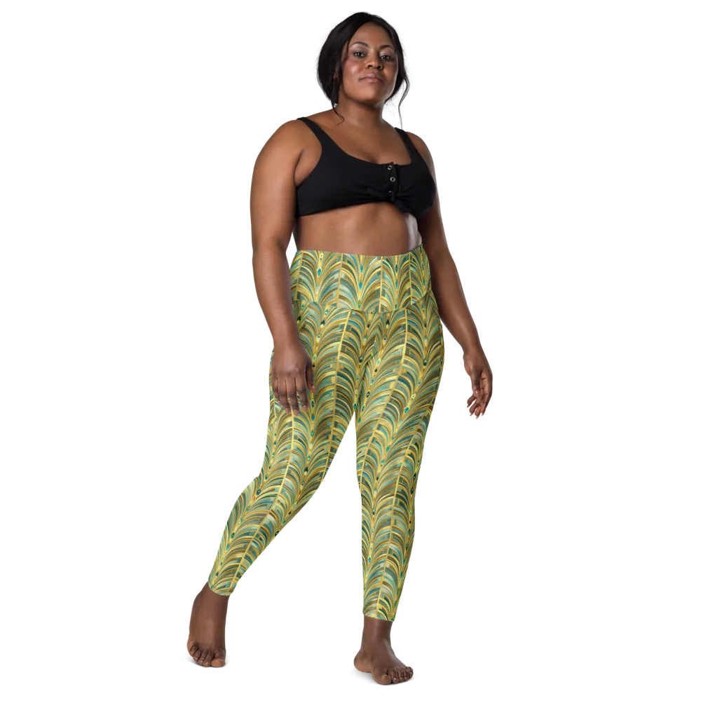 Gilded Plume on Leggings with Pockets — Front
