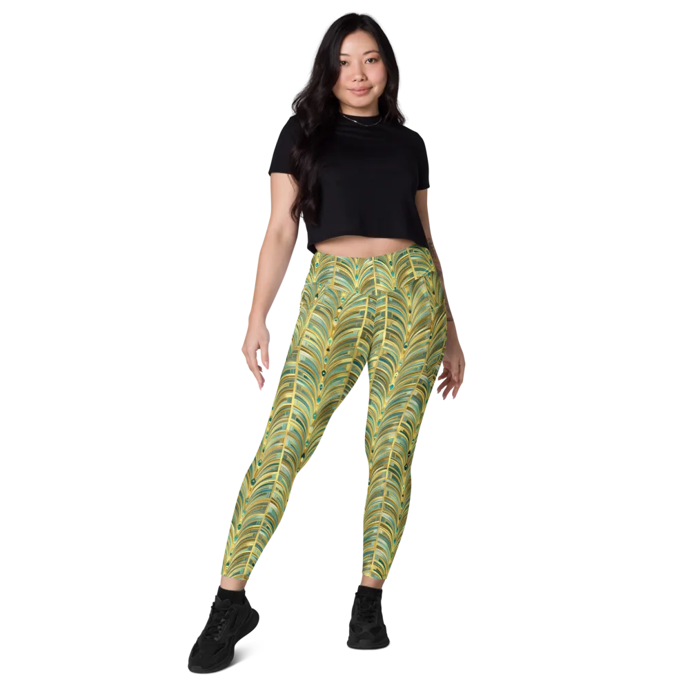 Gilded Plume on Leggings with Pockets — Front