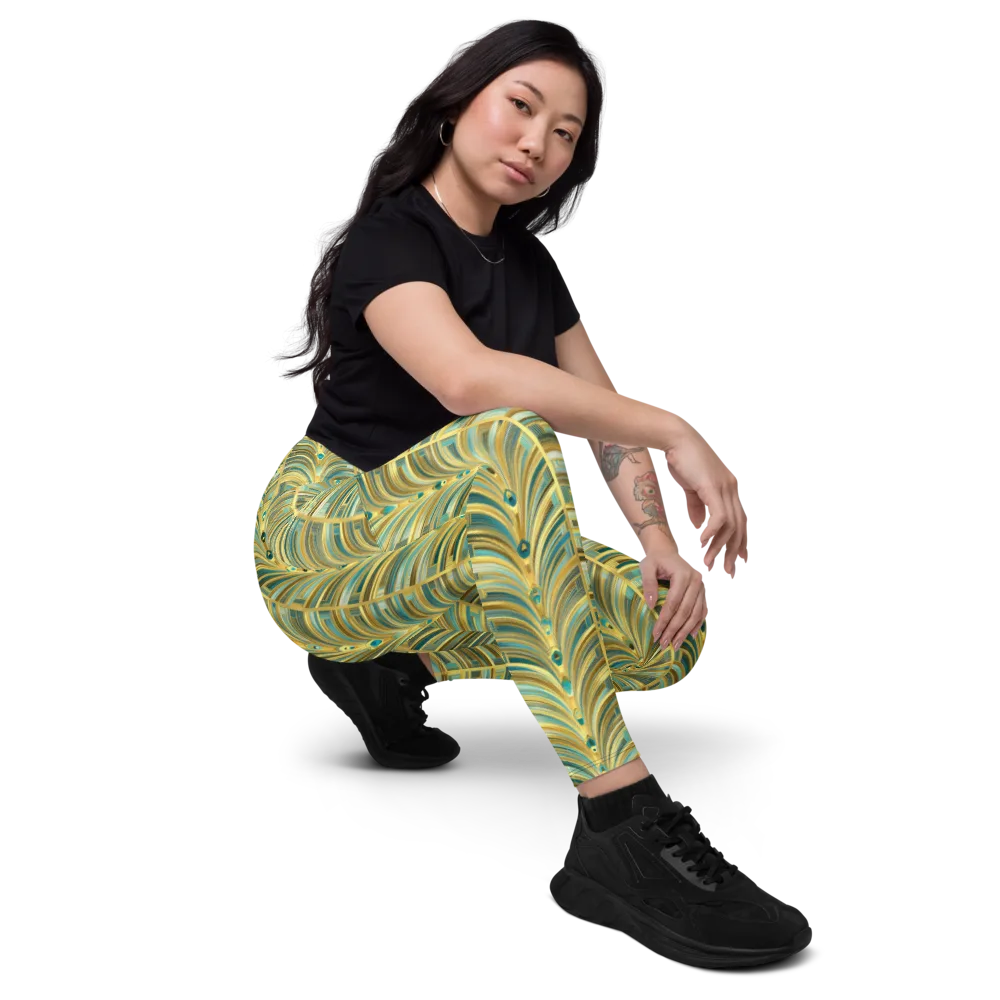 Gilded Plume on Leggings with Pockets — Right Front