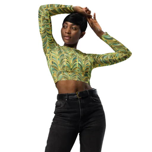 Gilded Plume on a Long Sleeve Crop Top