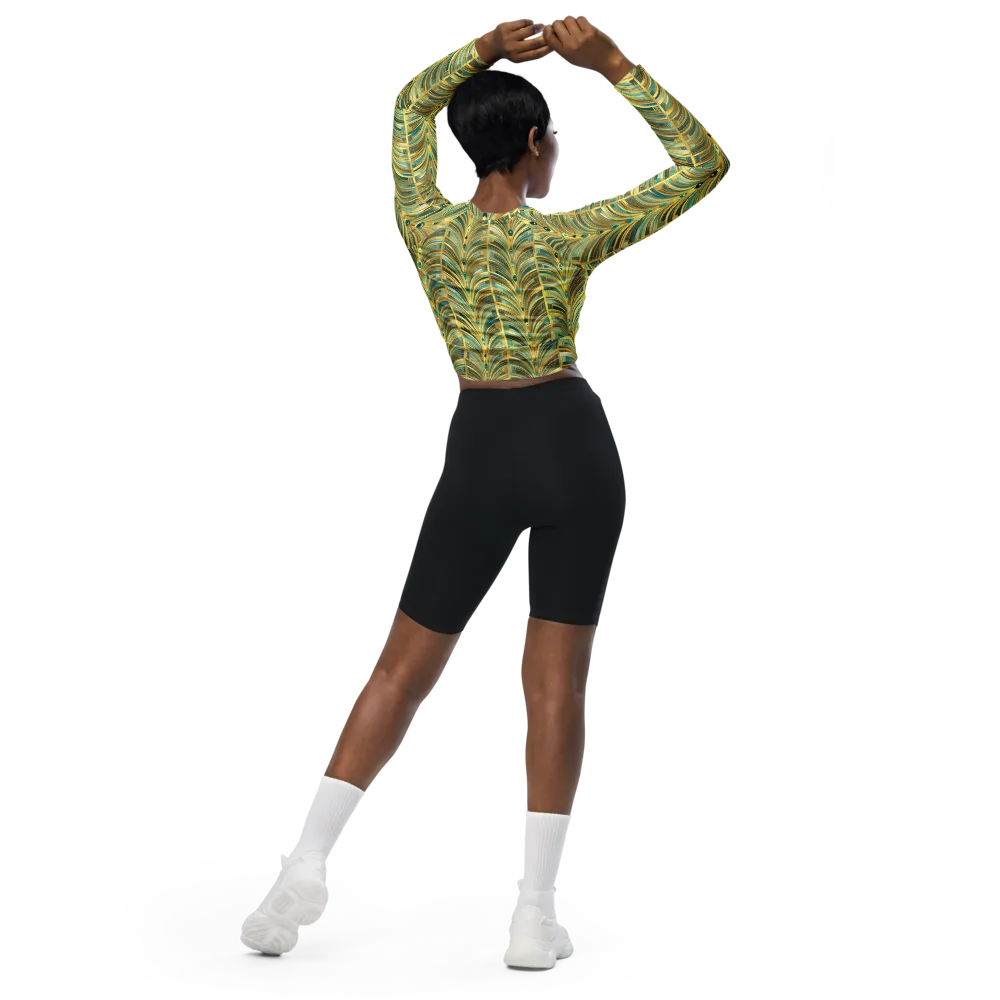 Gilded Plume on Long Sleeve Crop Top — Back