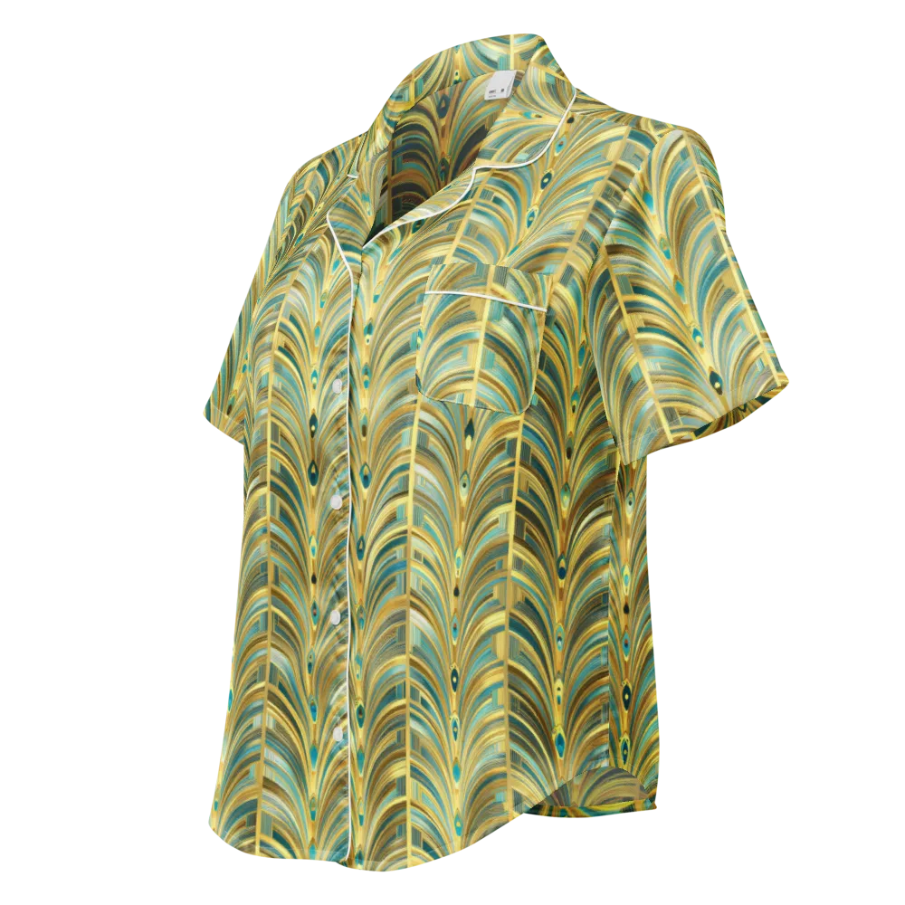 Gilded Plume on Women's Short Sleeve Pajama Top — Left Front
