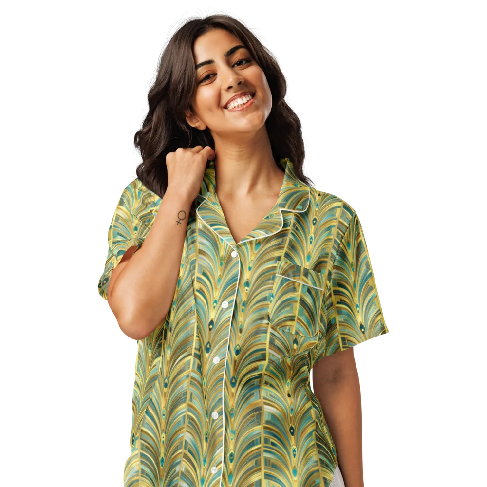 Gilded Plume on Women's Short Sleeve Pajama Top — Front