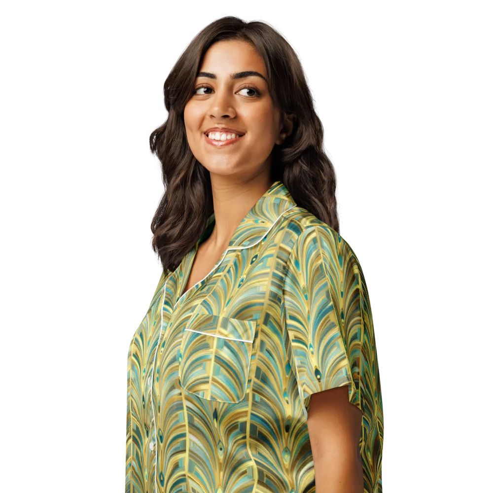 Gilded Plume on Women's Short Sleeve Pajama Top — Left Front