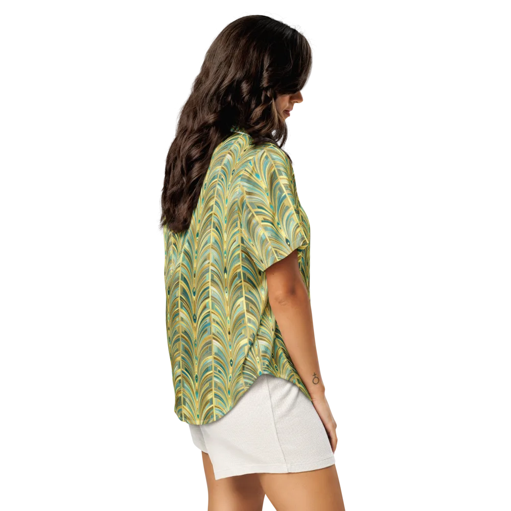 Gilded Plume on Women's Short Sleeve Pajama Top — Right Back