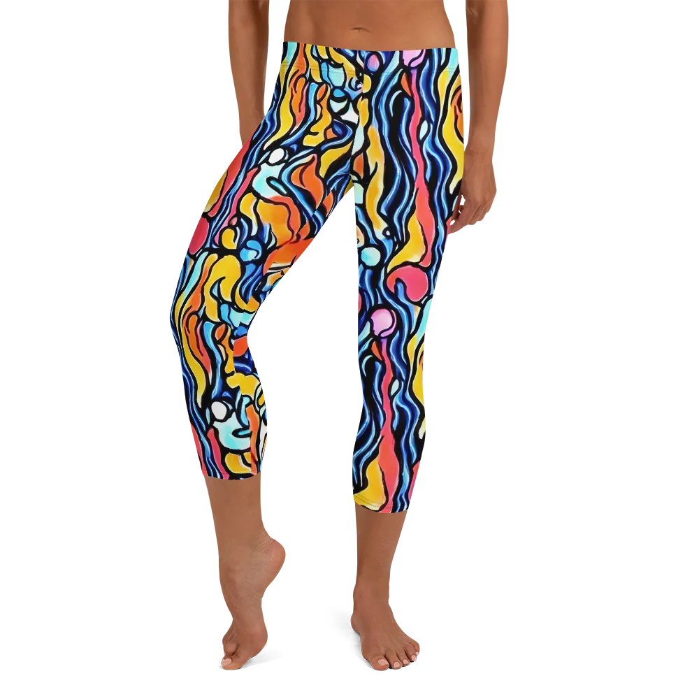 Kinetic Stained Glass on Capri Leggings — Front