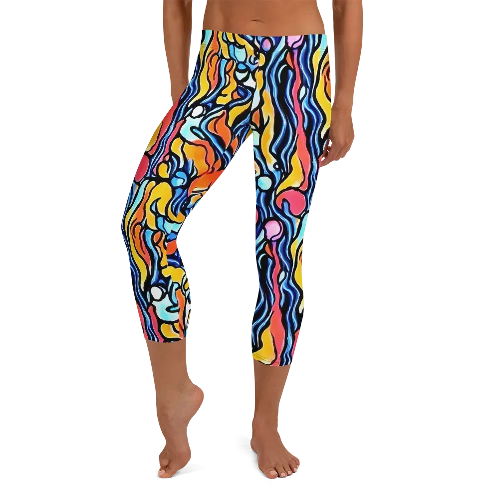 Kinetic Stained Glass on Capri Leggings — Front