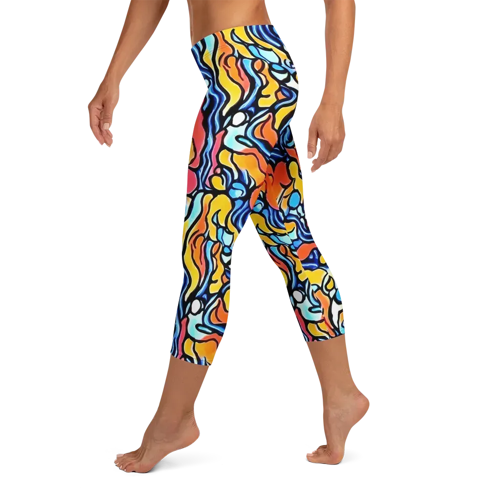 Kinetic Stained Glass on Capri Leggings — Left