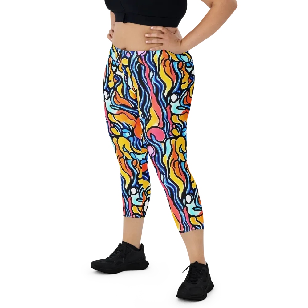 Kinetic Stained Glass on Capri Leggings — Front