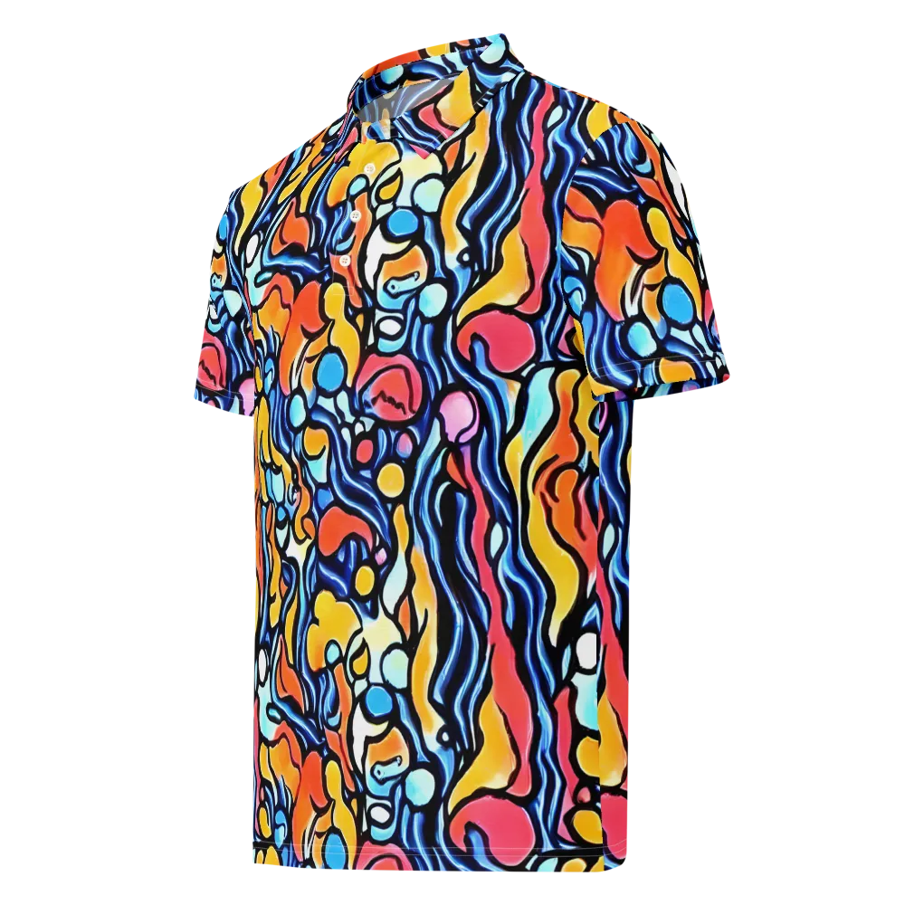 Kinetic Stained Glass on Men's Slim Fit Polo Shirt — Left Front