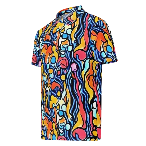 Kinetic Stained Glass on a Men's Slim Fit Polo Shirt