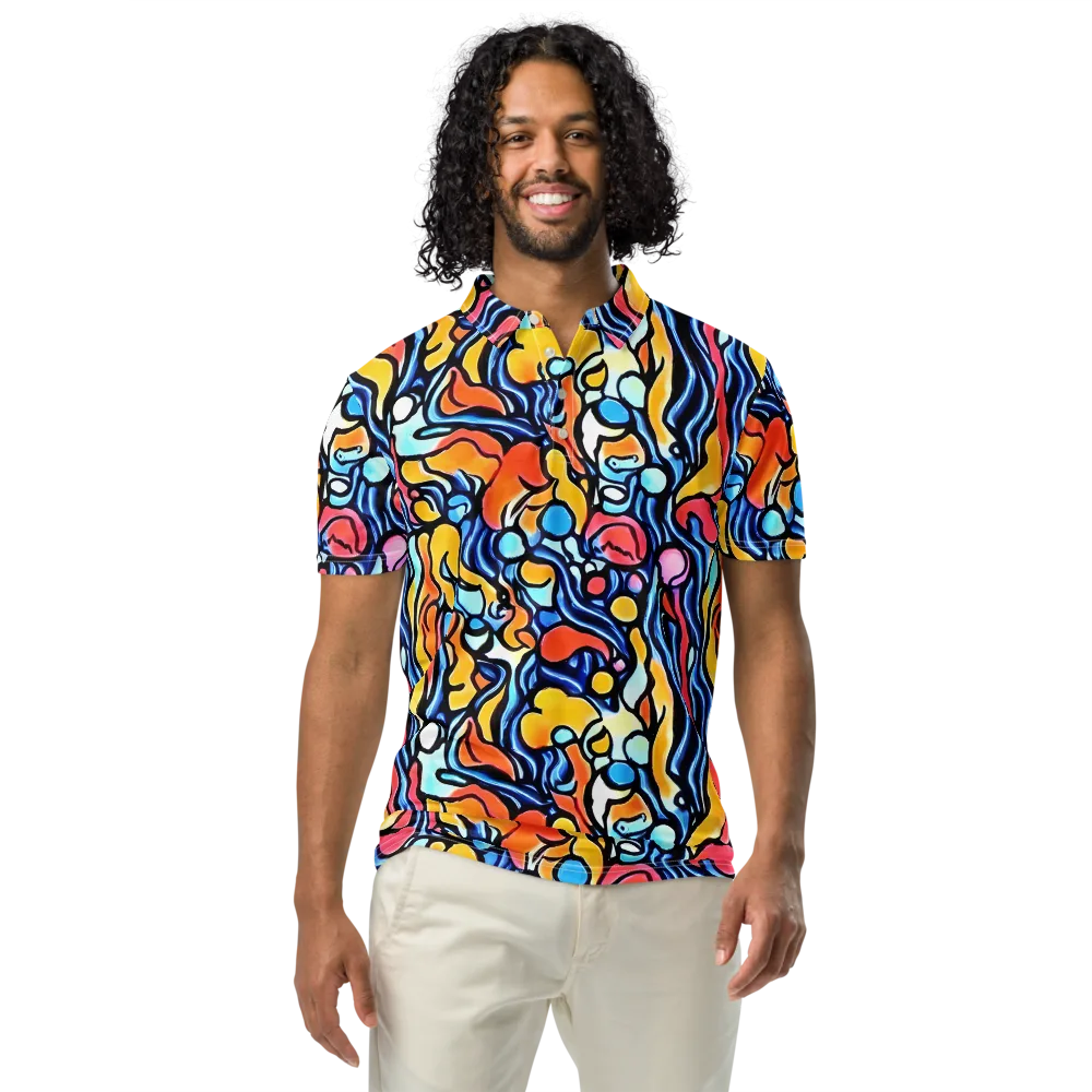 Kinetic Stained Glass on Men's Slim Fit Polo Shirt — Front