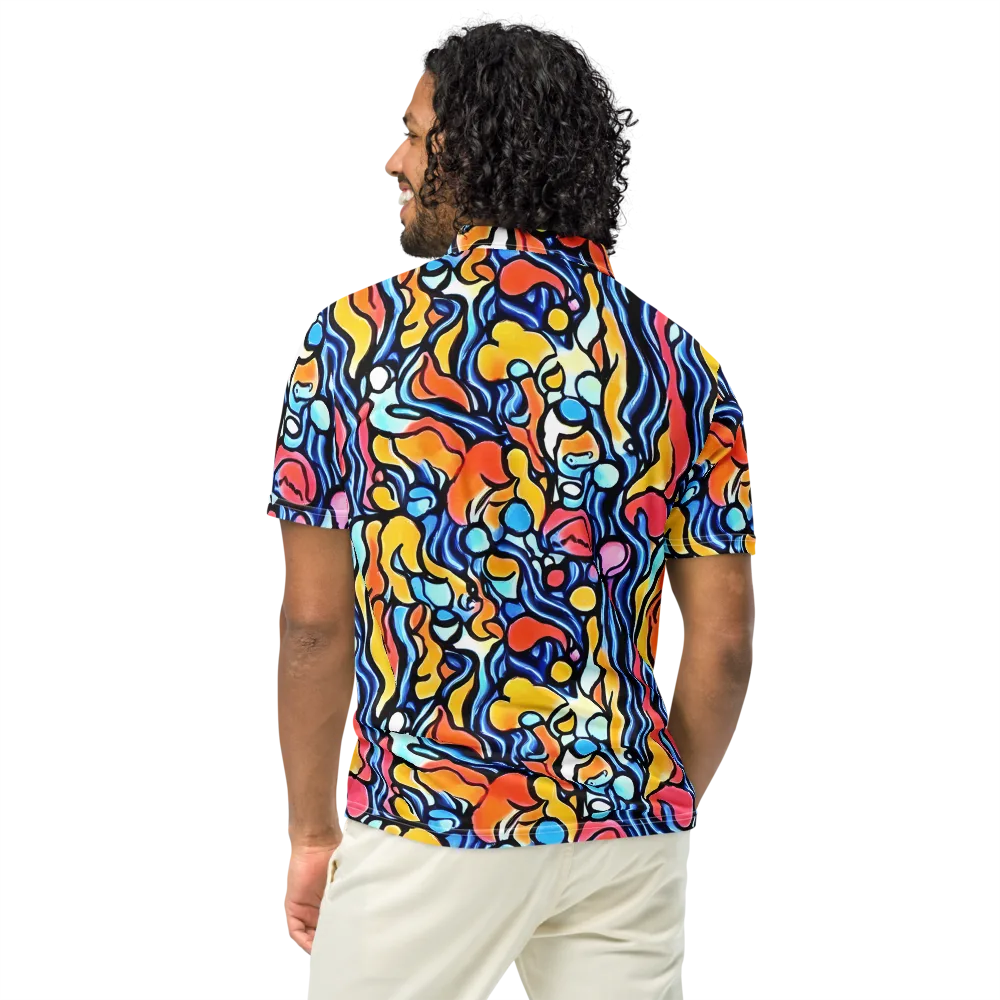 Kinetic Stained Glass on Men's Slim Fit Polo Shirt — Back