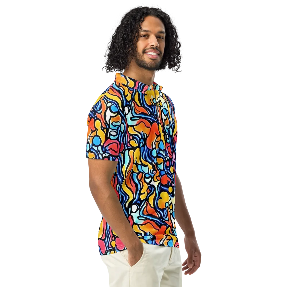 Kinetic Stained Glass on Men's Slim Fit Polo Shirt — Right Front