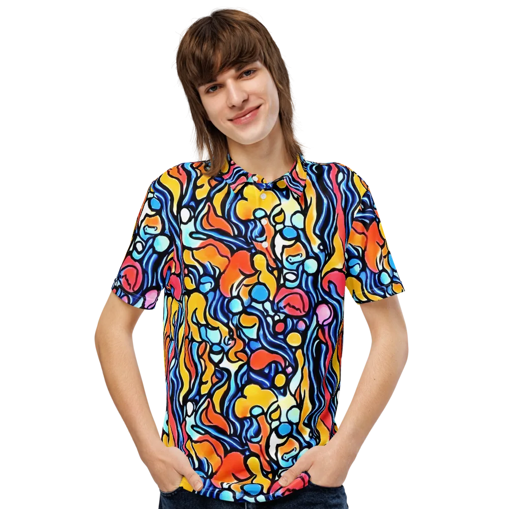 Kinetic Stained Glass on Men's Slim Fit Polo Shirt — Front