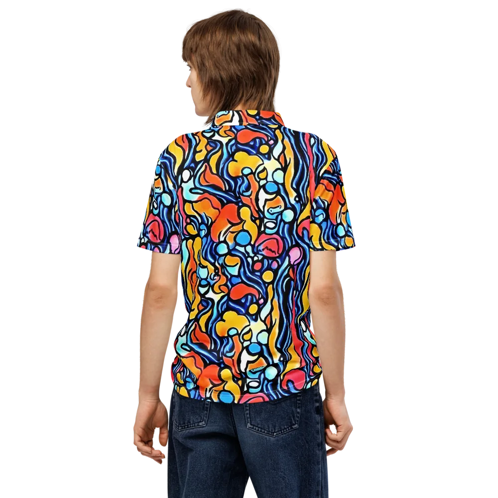 Kinetic Stained Glass on Men's Slim Fit Polo Shirt — Back