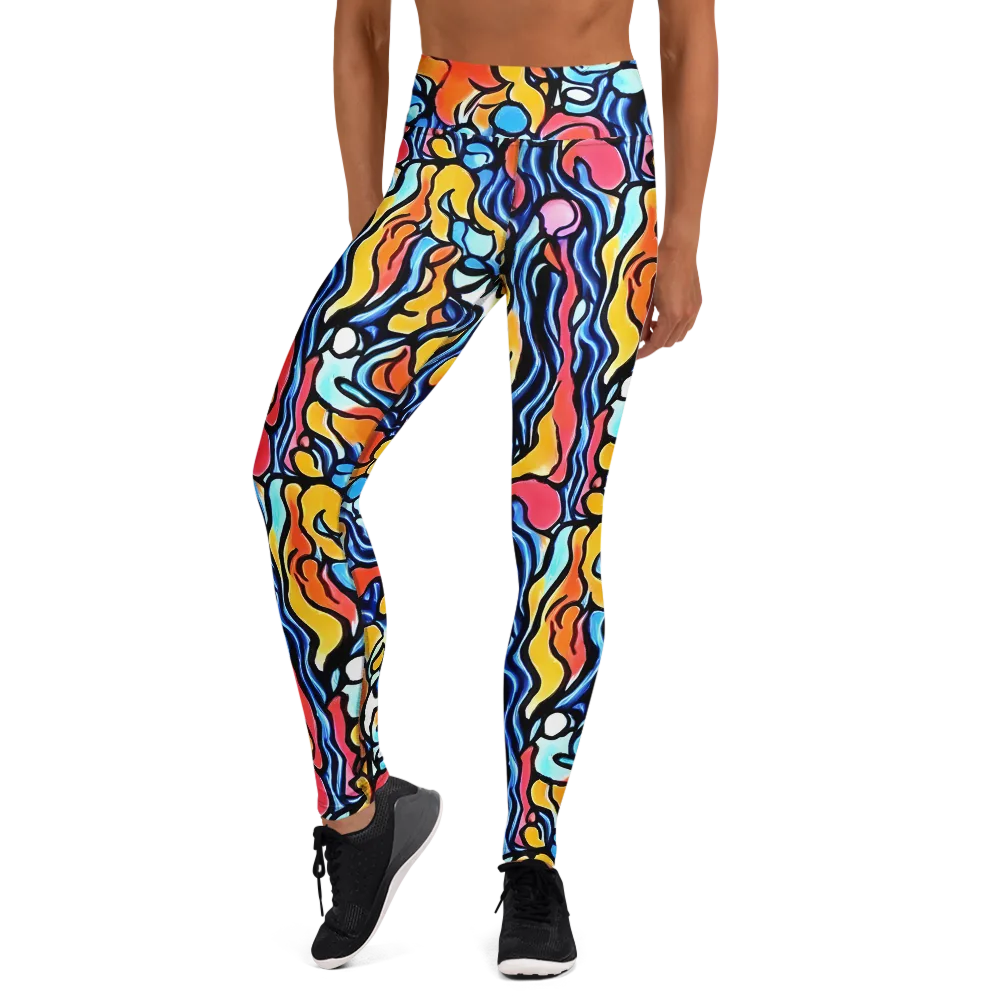 Kinetic Stained Glass on Yoga Leggings — Front
