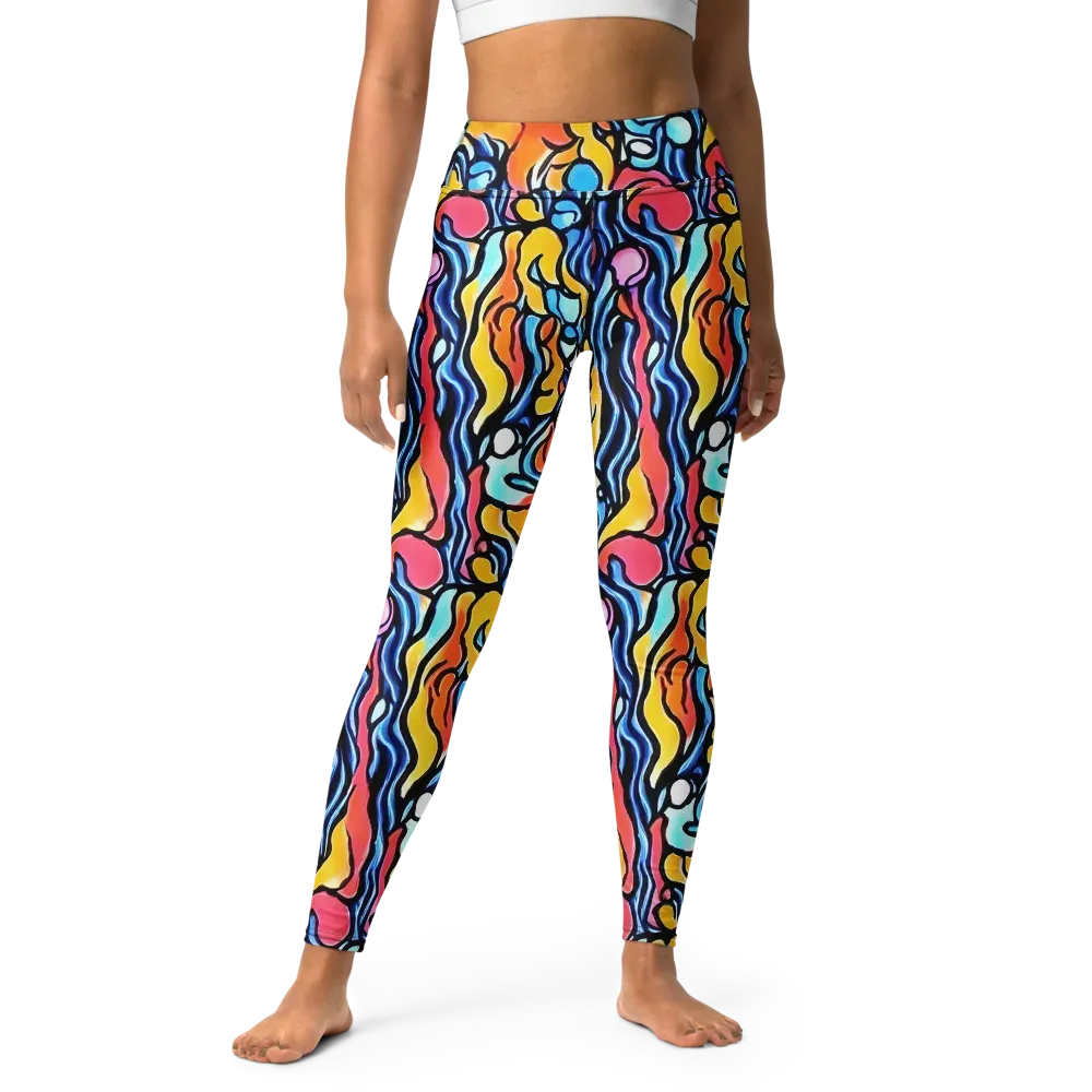 Kinetic Stained Glass on Yoga Leggings — Front