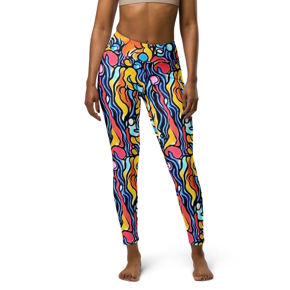 Kinetic Stained Glass on Yoga Leggings — Front