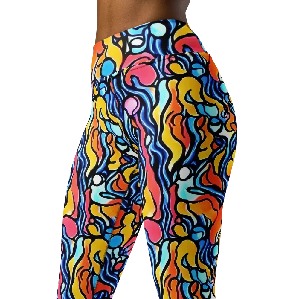 Kinetic Stained Glass on Yoga Leggings — Left Front