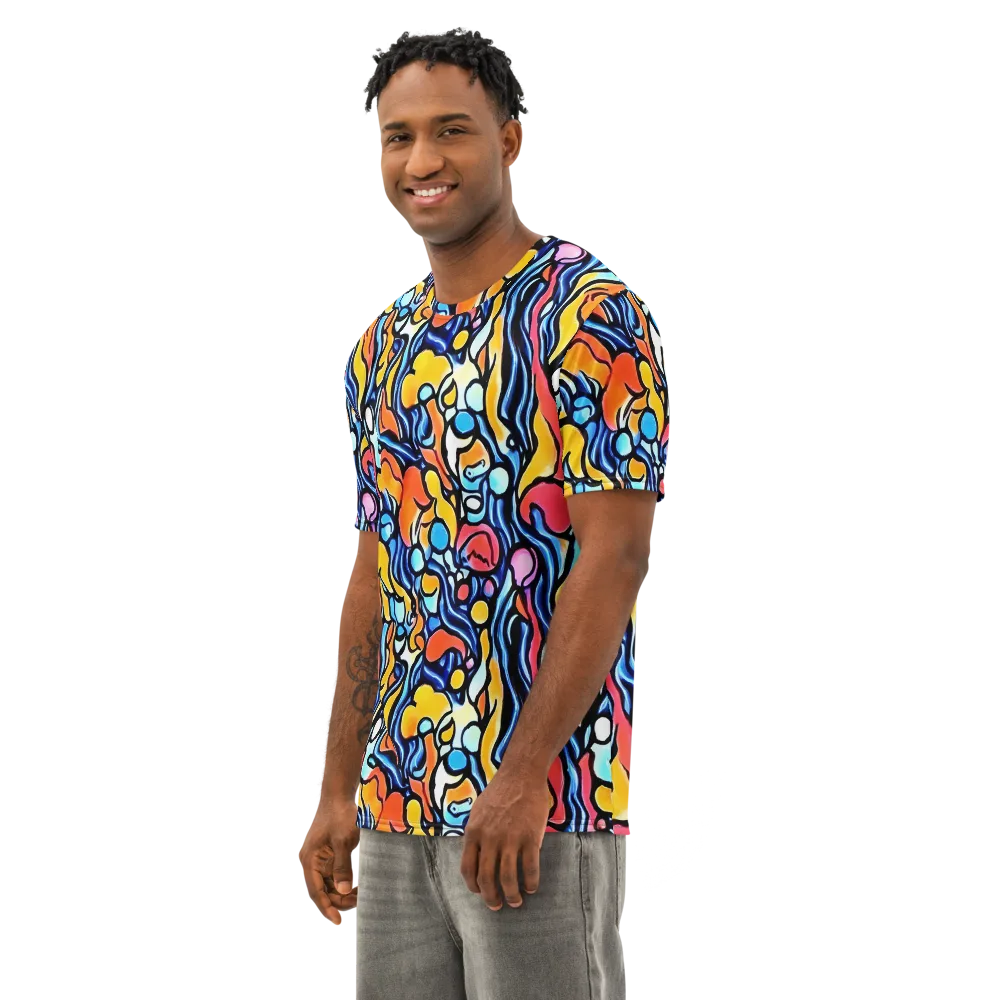 Kinetic Stained Glass on Men's Cotton Crew Neck T-Shirt — Left Front