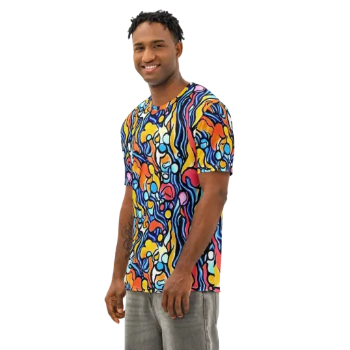 Kinetic Stained Glass on a Men's Cotton Crew Neck T-Shirt