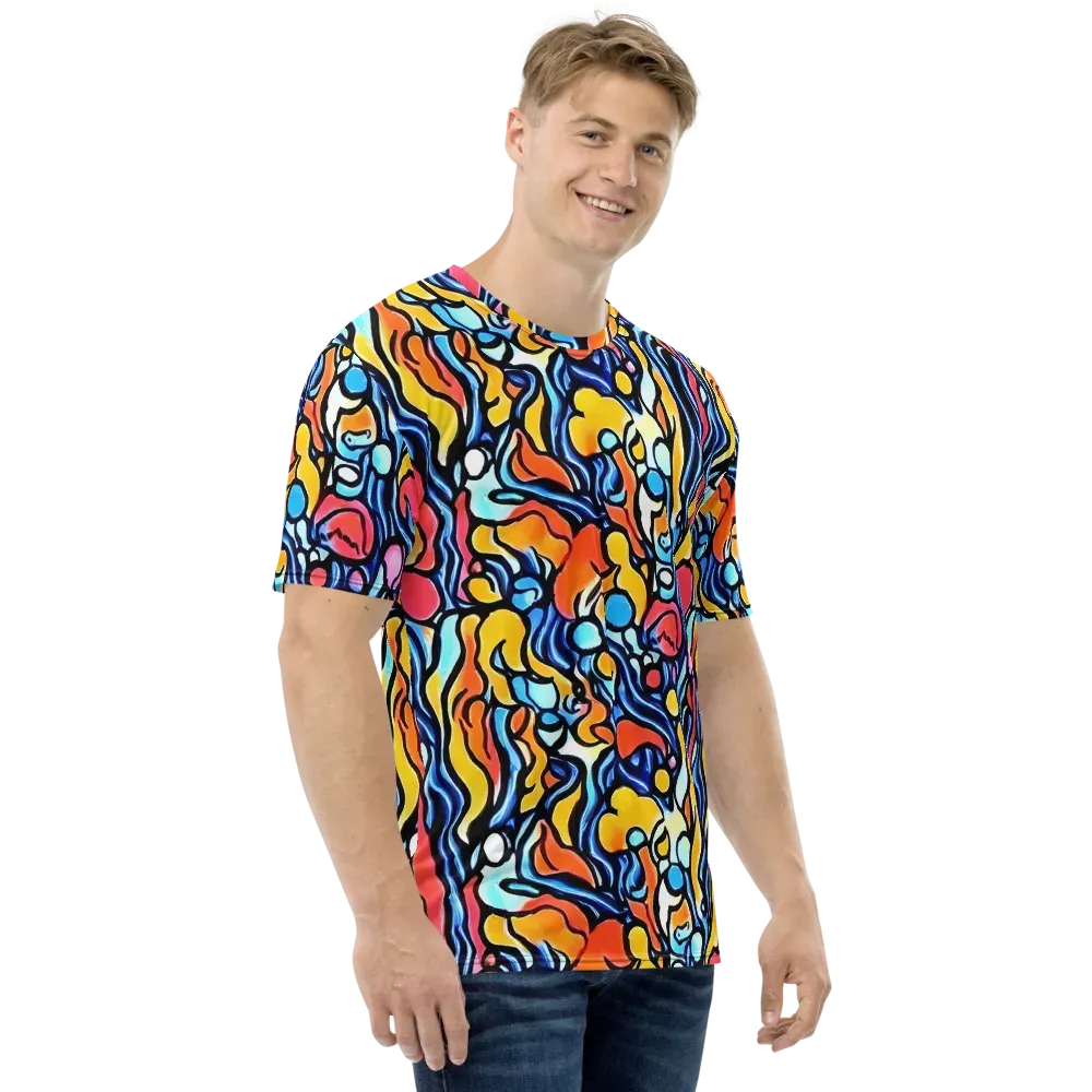 Kinetic Stained Glass on Men's Crew Neck T-Shirt — Right