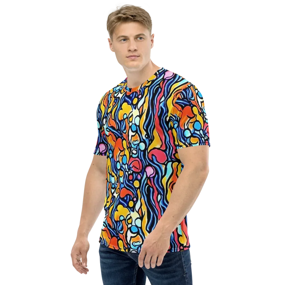 Kinetic Stained Glass on Men's Crew Neck T-Shirt — Left