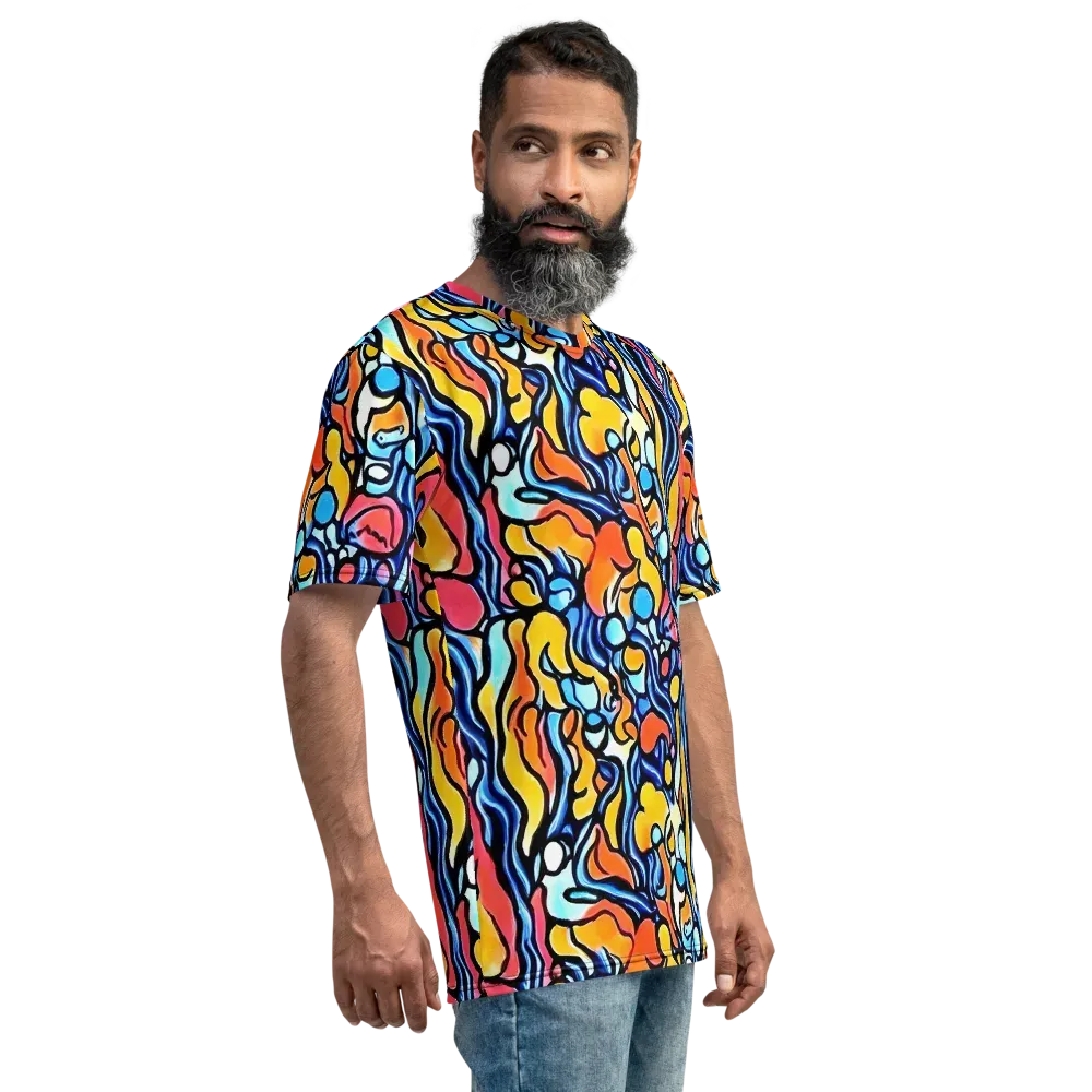 Kinetic Stained Glass on Men's Crew Neck T-Shirt — Right